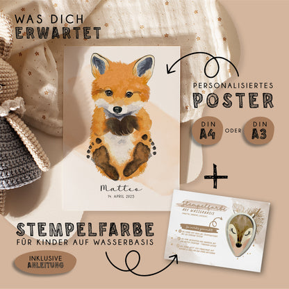 Fußabdruck Poster „Fuchs“ – personalisierbar