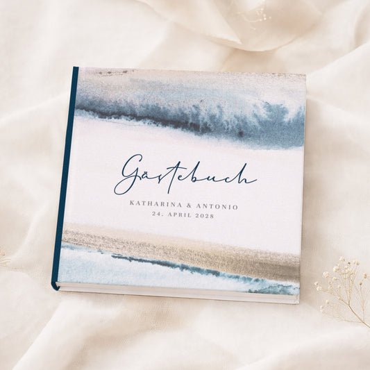 Personalisiertes Gästebuch Hochzeit – Maritimes Aquarell Design