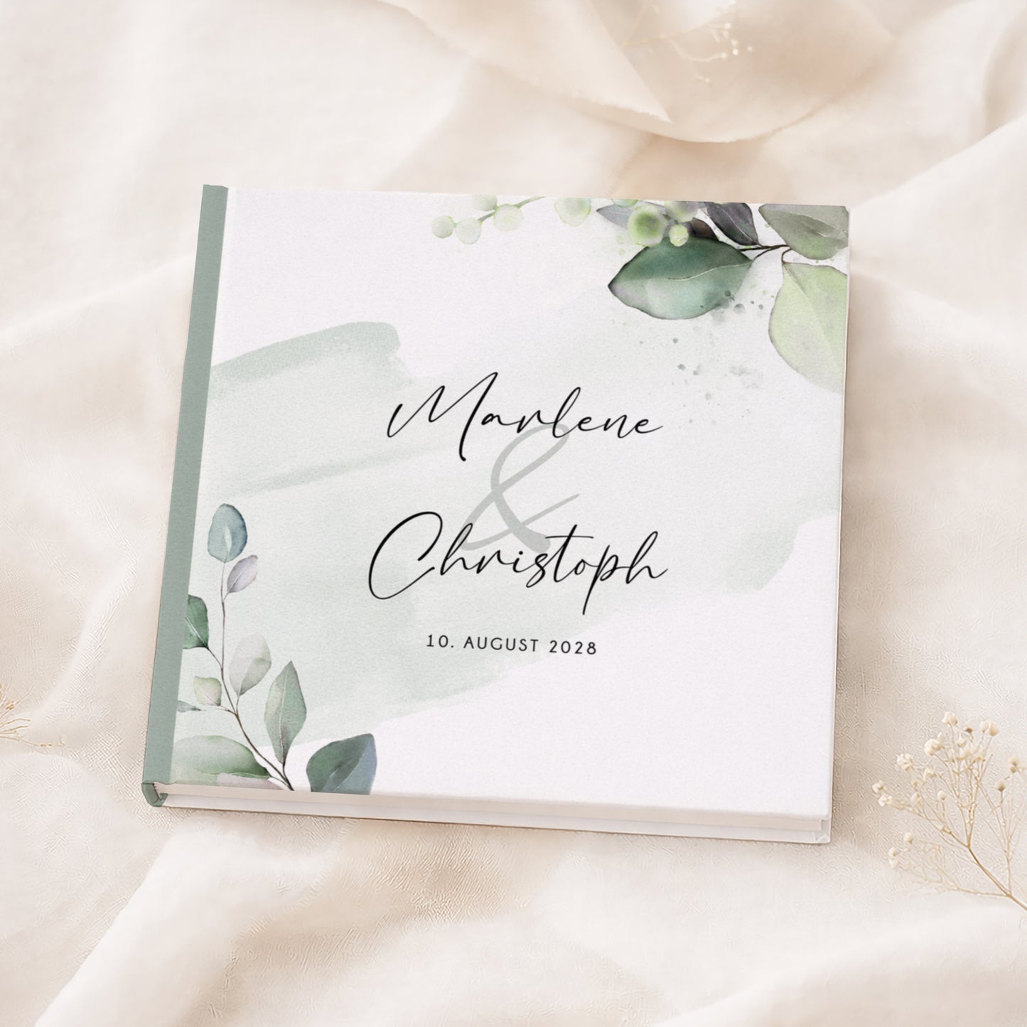Personalisiertes Gästebuch Hochzeit – Eukalyptus Watercolor