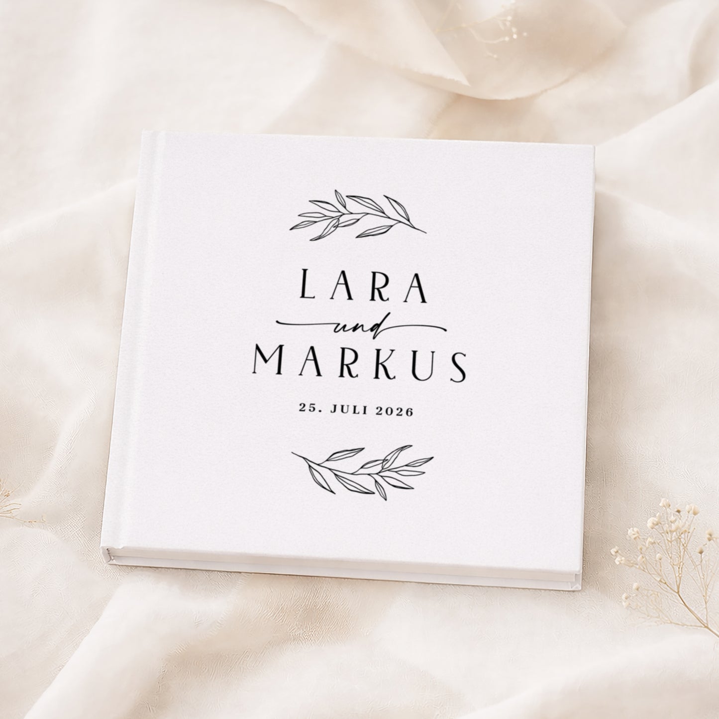 Personalisiertes Gästebuch Hochzeit – Simple White Eukalyptus