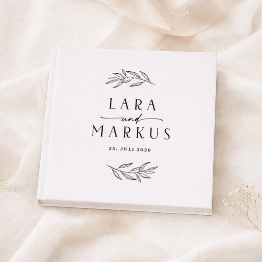 Personalisiertes Gästebuch Hochzeit – Simple White Eukalyptus