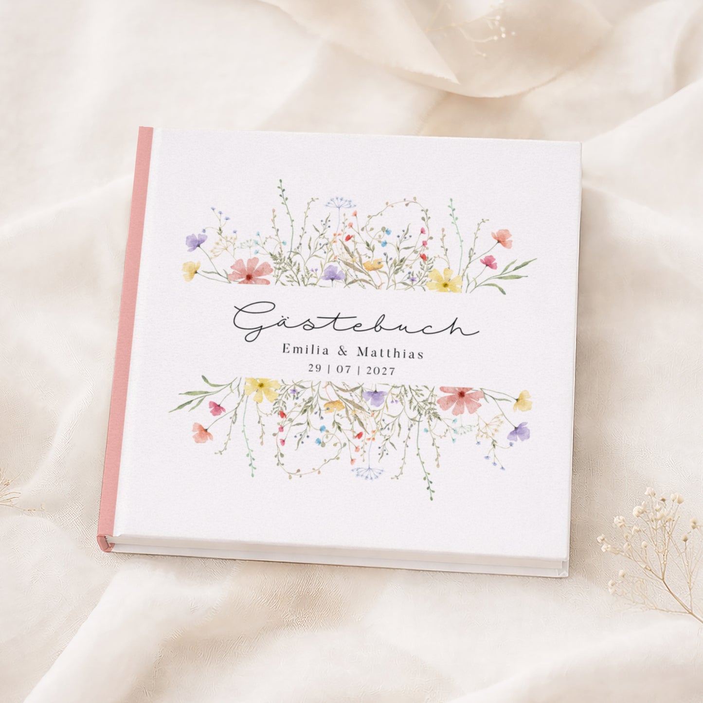 Personalisiertes Gästebuch Hochzeit – Bunte Wildblumen