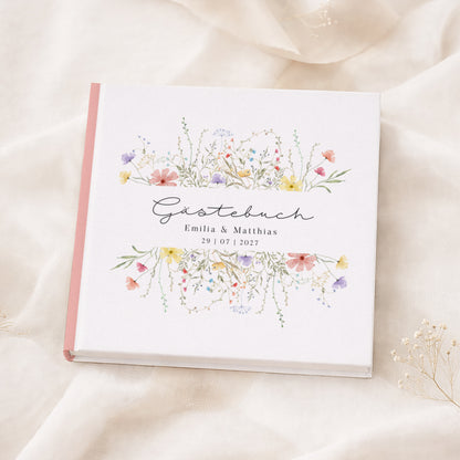 Personalisiertes Gästebuch Hochzeit – Bunte Wildblumen