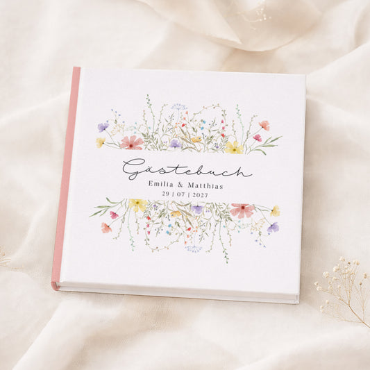Personalisiertes Gästebuch Hochzeit – Bunte Wildblumen