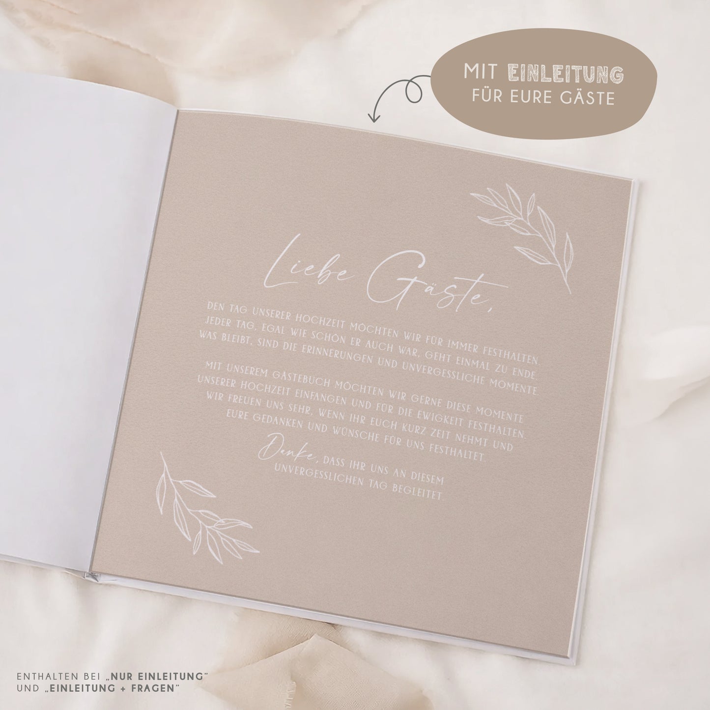 Personalisiertes Gästebuch Hochzeit – Soft Beige Eukalyptus