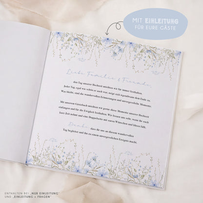 Personalisiertes Gästebuch Hochzeit – Blaue Wildblumen