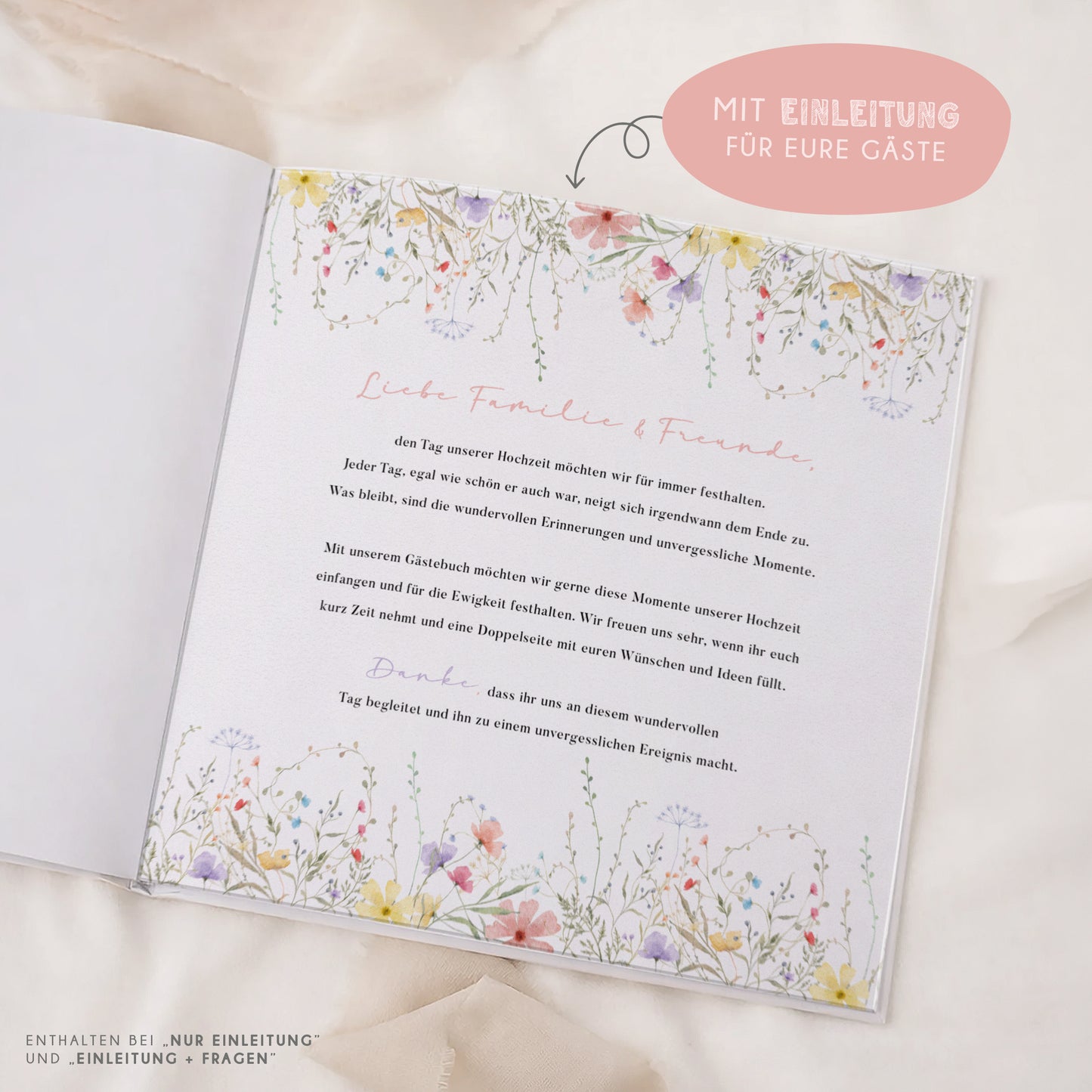 Personalisiertes Gästebuch Hochzeit – Bunte Wildblumen