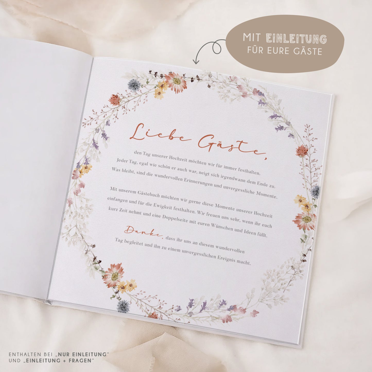 Personalisiertes Gästebuch Hochzeit – Boho Wildblumen Design