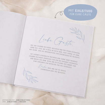 Personalisiertes Gästebuch Hochzeit – Dusty Blue Eukalyptus