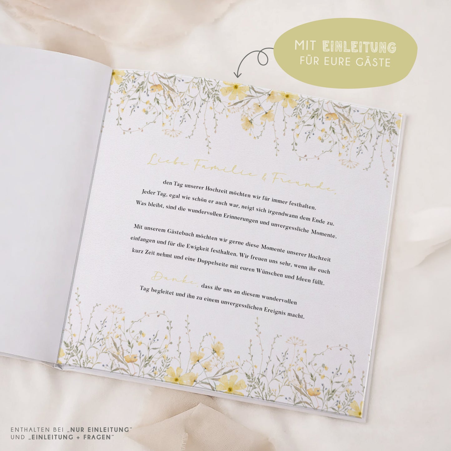 Personalisiertes Gästebuch Hochzeit – Gelbe Wildblumen