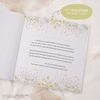 Personalisiertes Gästebuch Hochzeit – Gelbe Wildblumen