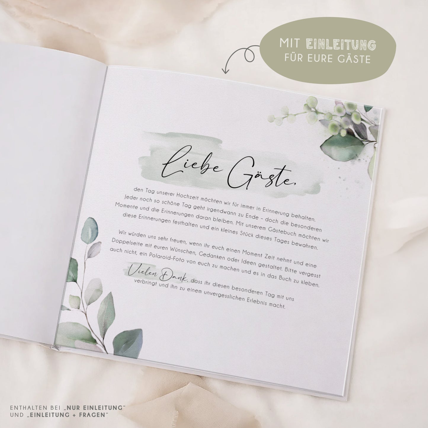 Personalisiertes Gästebuch Hochzeit – Eukalyptus Watercolor