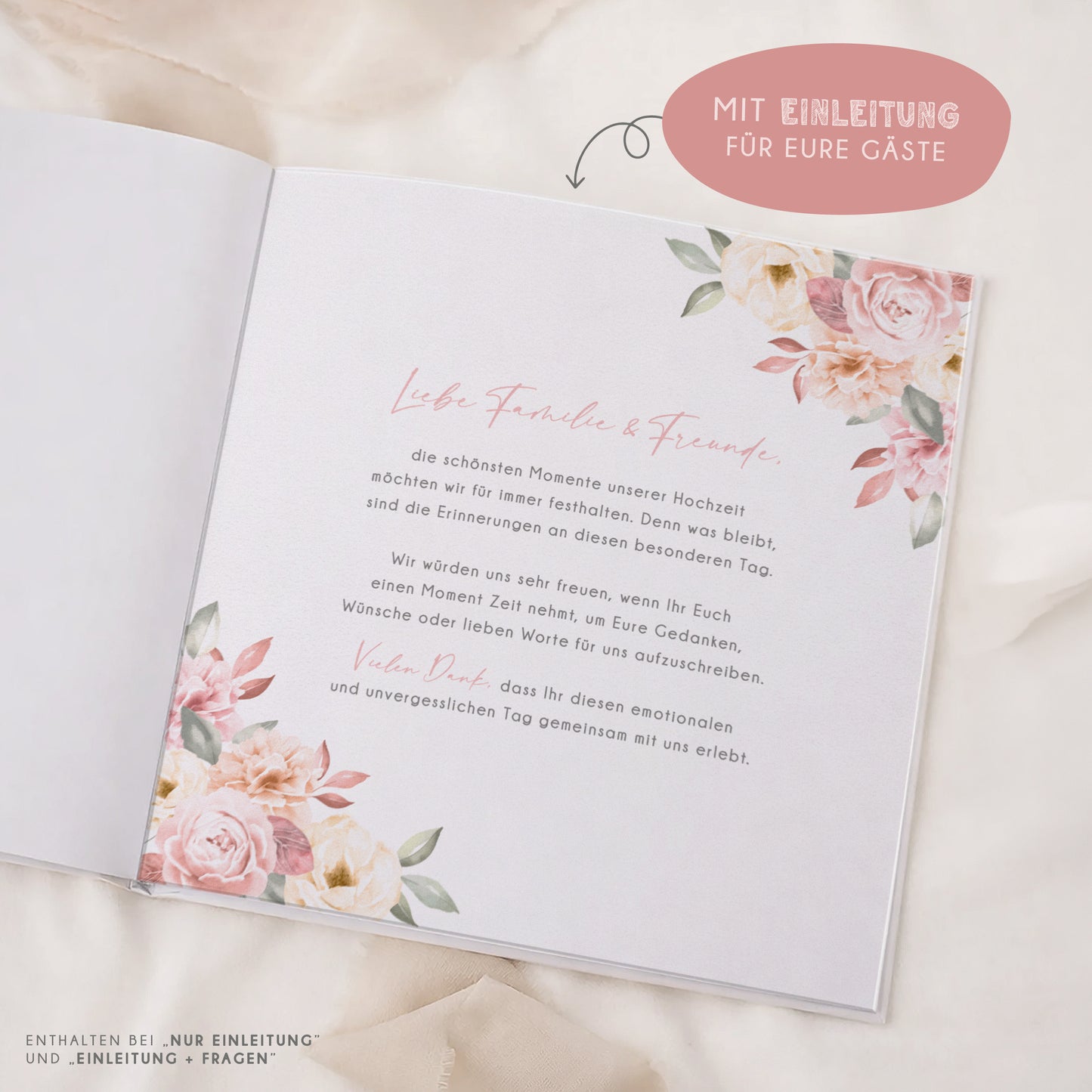Personalisiertes Gästebuch Hochzeit – Vintage Blumen