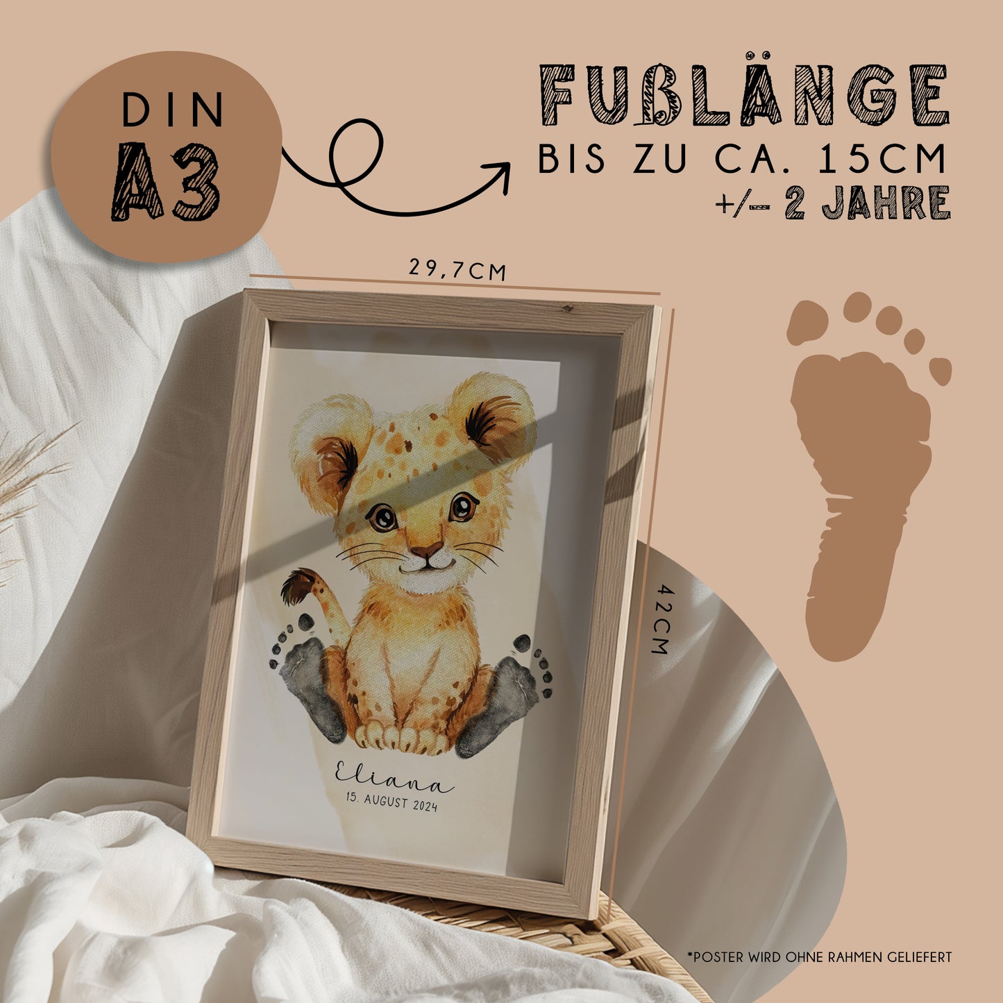 Fußabdruck Poster „Löwe“ – personalisierbar