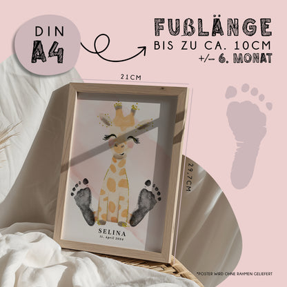 Fußabdruck Poster „Giraffe“ – personalisierbar