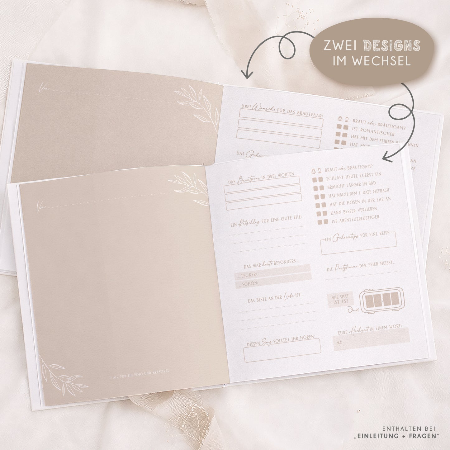 Personalisiertes Gästebuch Hochzeit – Soft Beige Eukalyptus