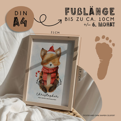 Fußabdruck Poster „Weihnachtsfuchs“ – personalisierbar