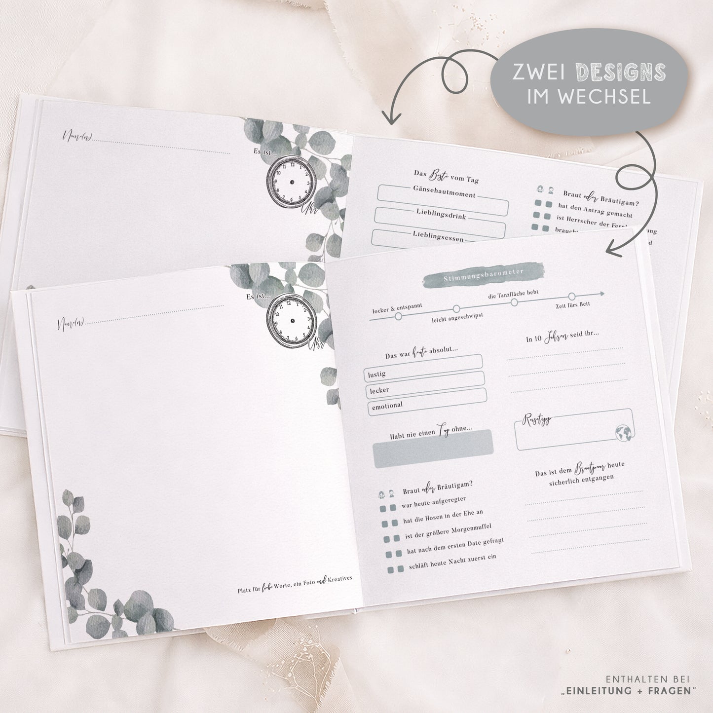 Personalisiertes Gästebuch Hochzeit – Eukalyptus Design