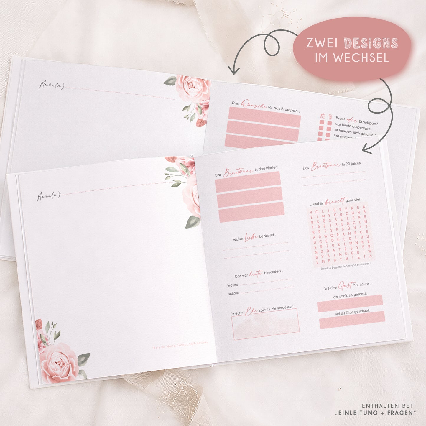Personalisiertes Gästebuch Hochzeit – Vintage Blumen