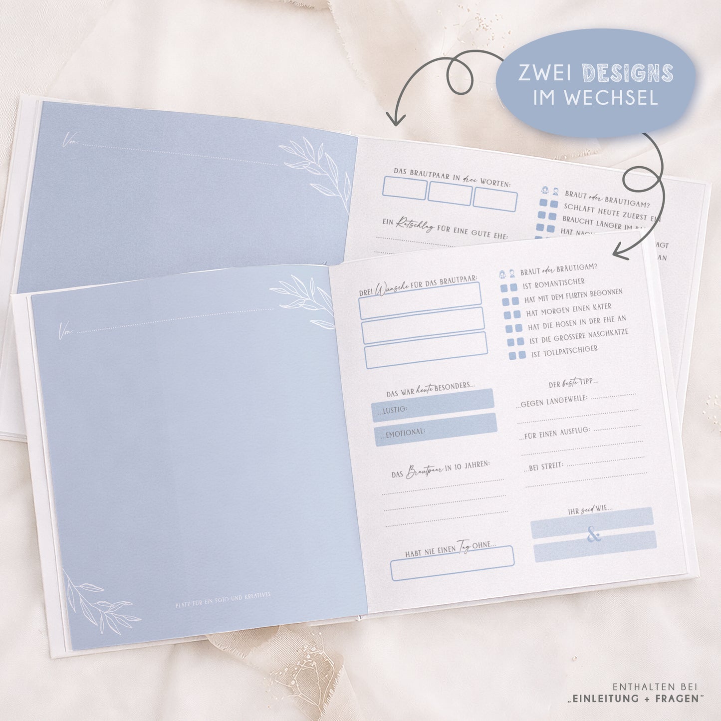 Personalisiertes Gästebuch Hochzeit – Dusty Blue Eukalyptus