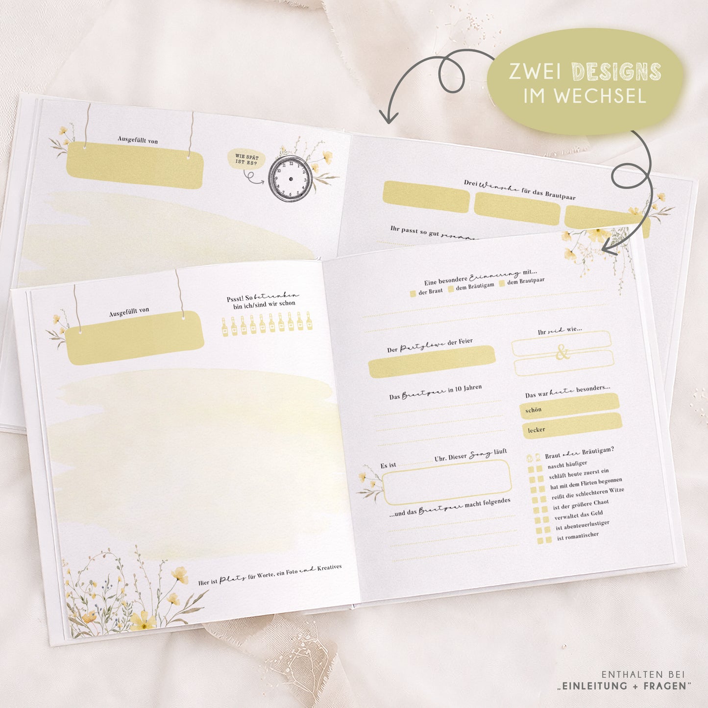 Personalisiertes Gästebuch Hochzeit – Gelbe Wildblumen