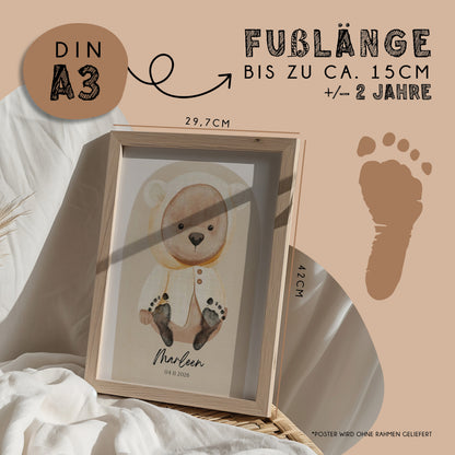 Fußabdruck Poster „Teddybär“ – personalisierbar