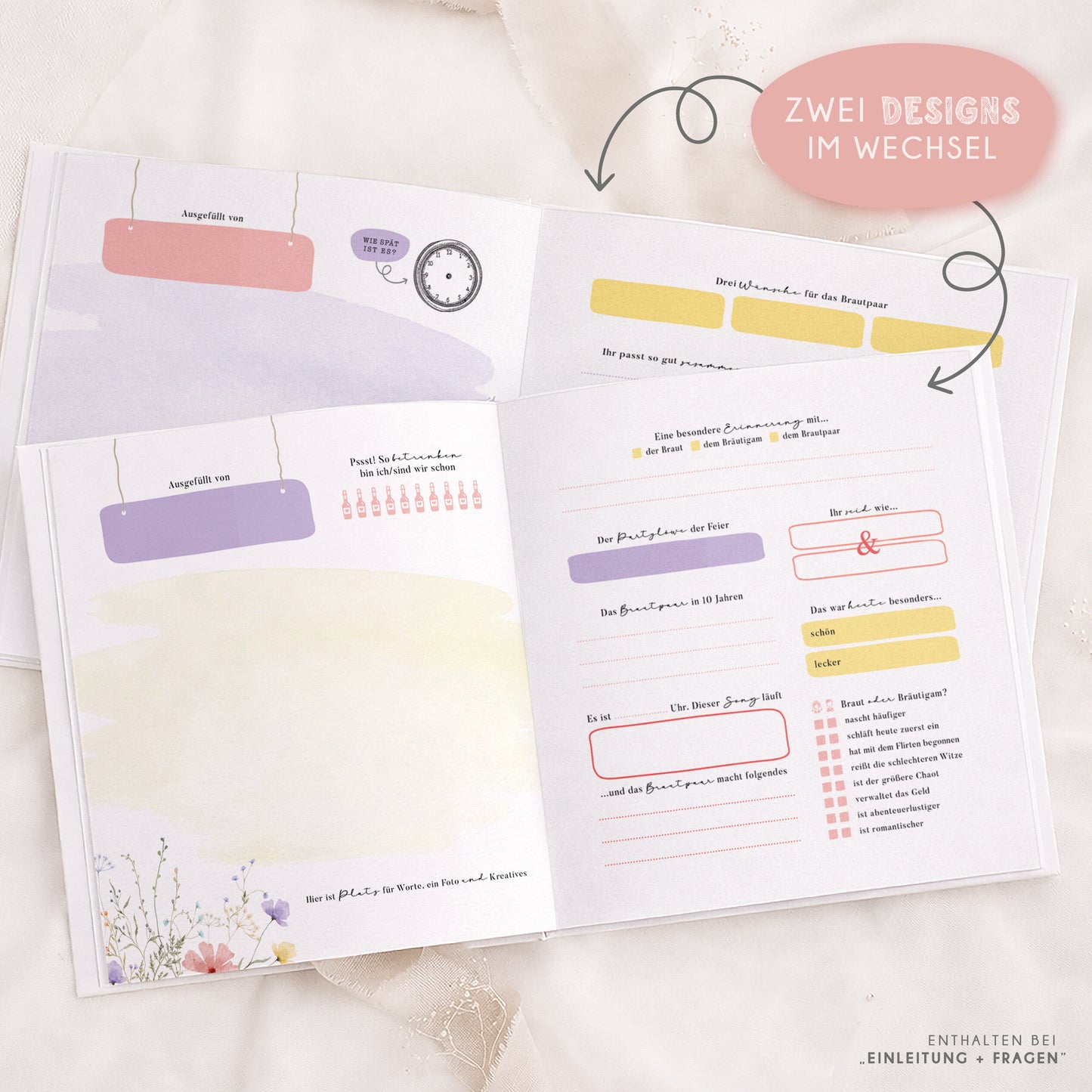 Personalisiertes Gästebuch Hochzeit – Bunte Wildblumen