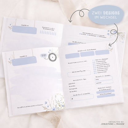 Personalisiertes Gästebuch Hochzeit – Blaue Wildblumen