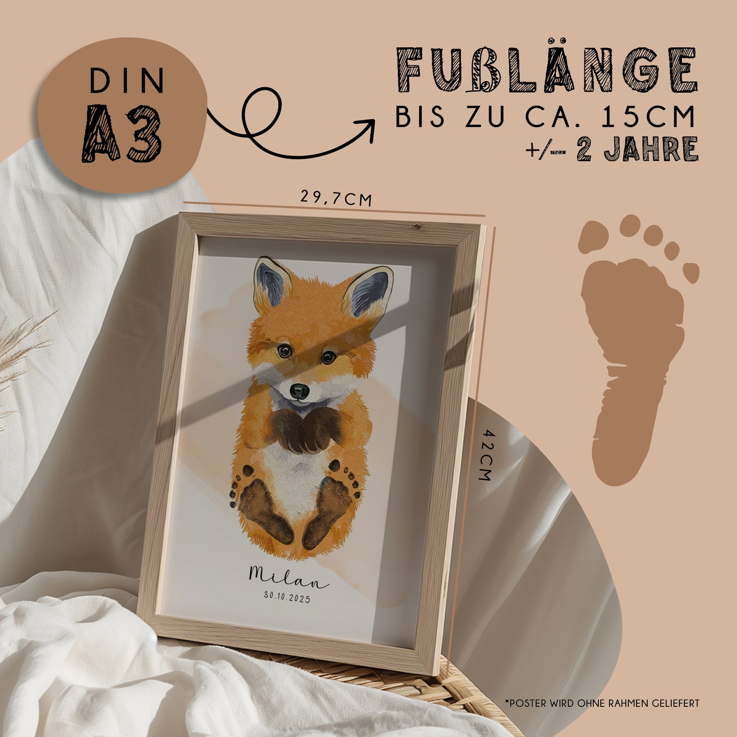 Fußabdruck Poster „Fuchs“ – personalisierbar