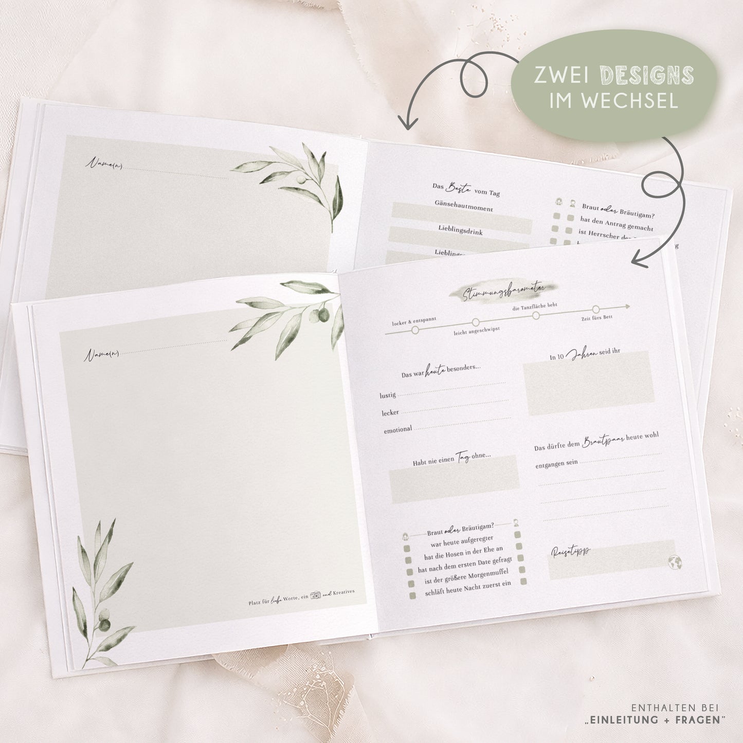 Personalisiertes Gästebuch Hochzeit – Mediterranes Oliven Design