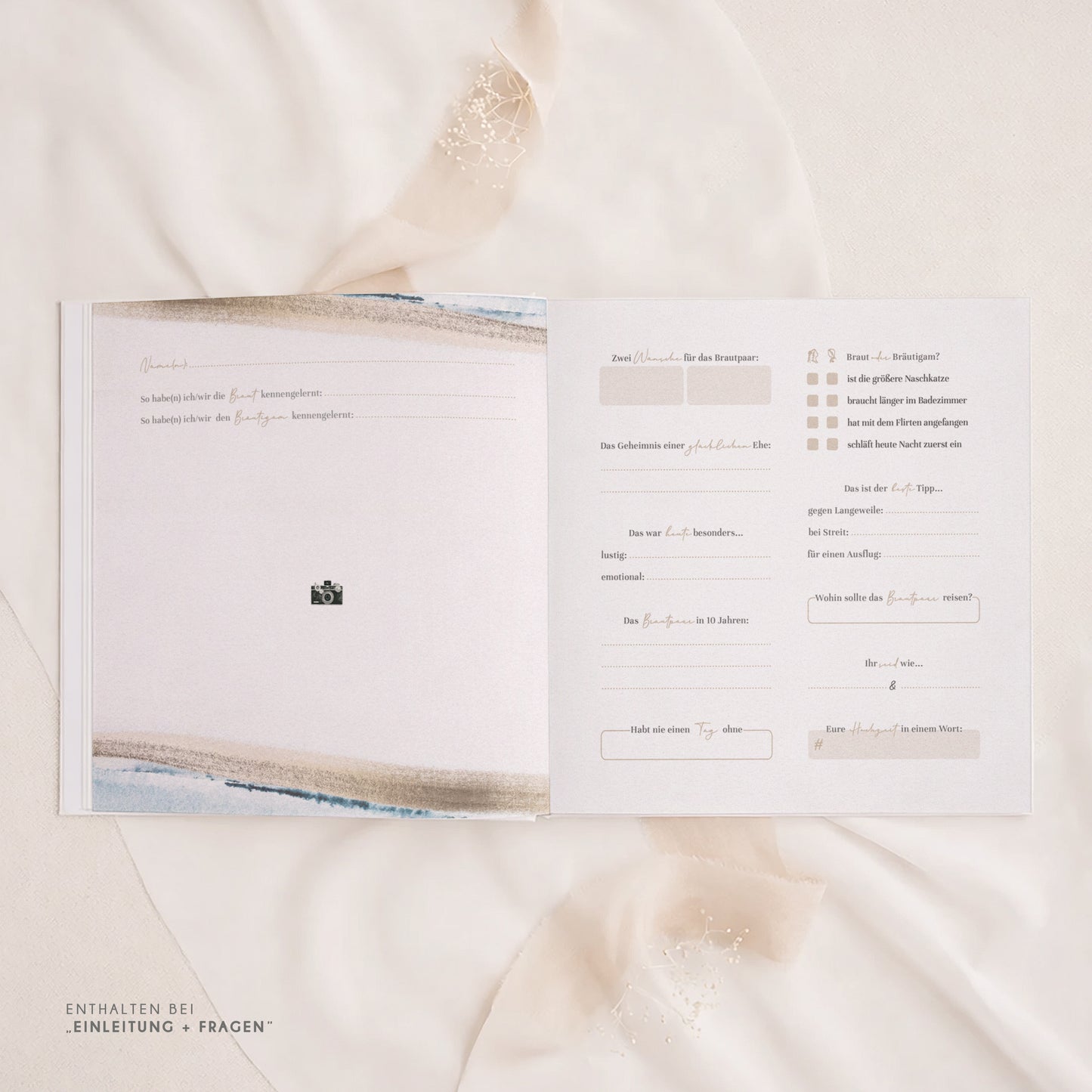 Personalisiertes Gästebuch Hochzeit – Maritimes Aquarell Design