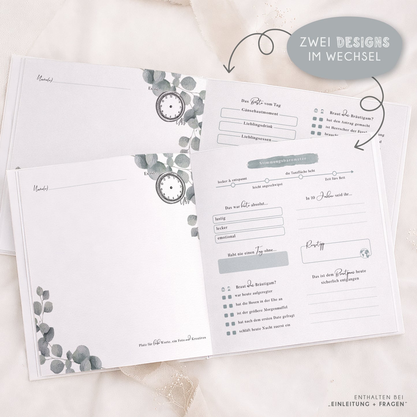 Personalisiertes Gästebuch Hochzeit – Eukalyptus Kranz