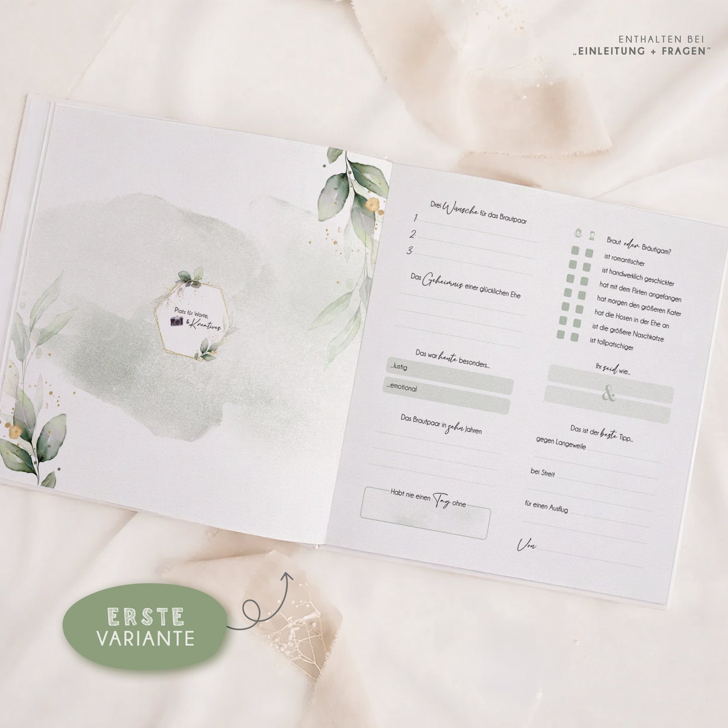 Personalisiertes Gästebuch Hochzeit – Eukalyptus Aquarell Design