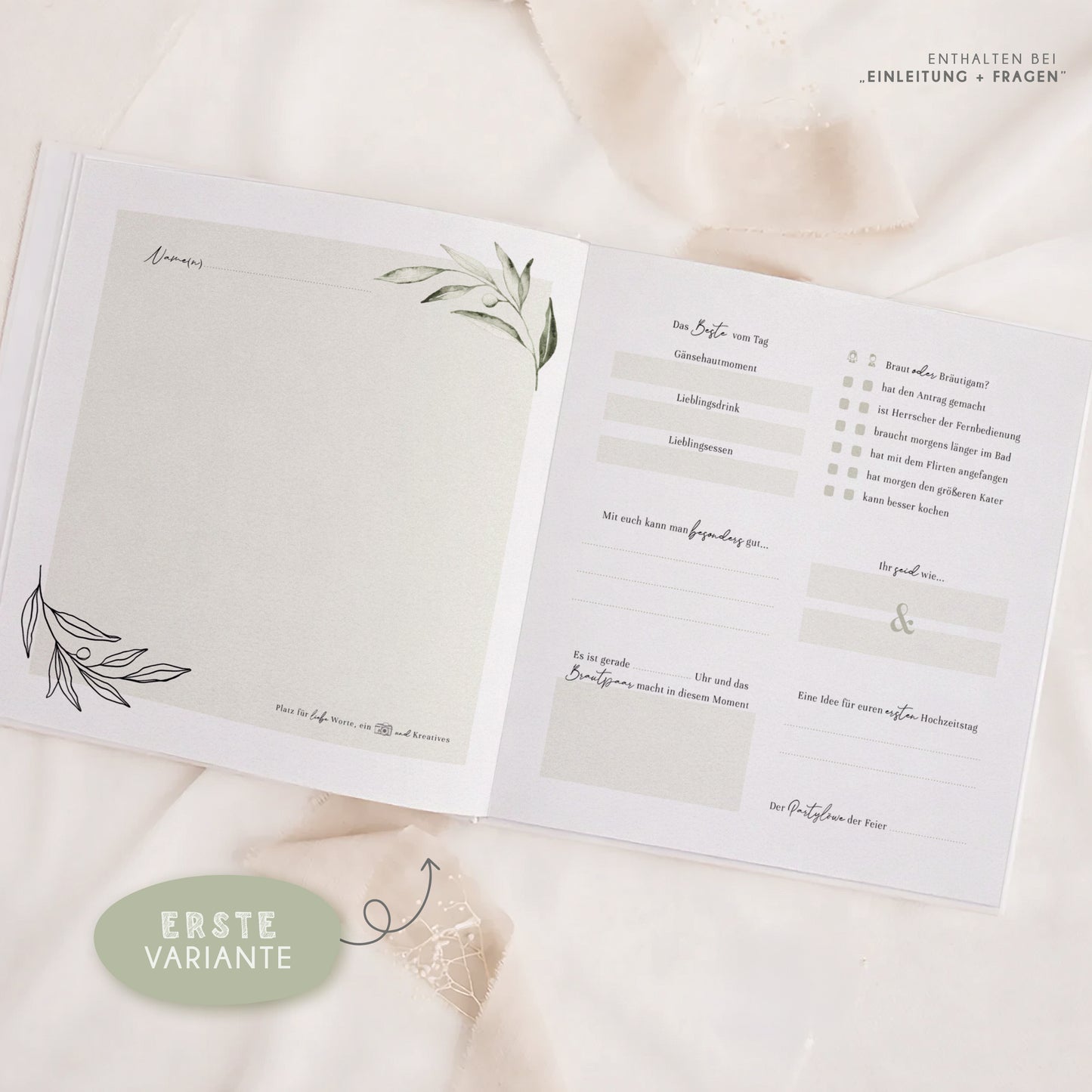 Personalisiertes Gästebuch Hochzeit – Mediterranes Oliven Design