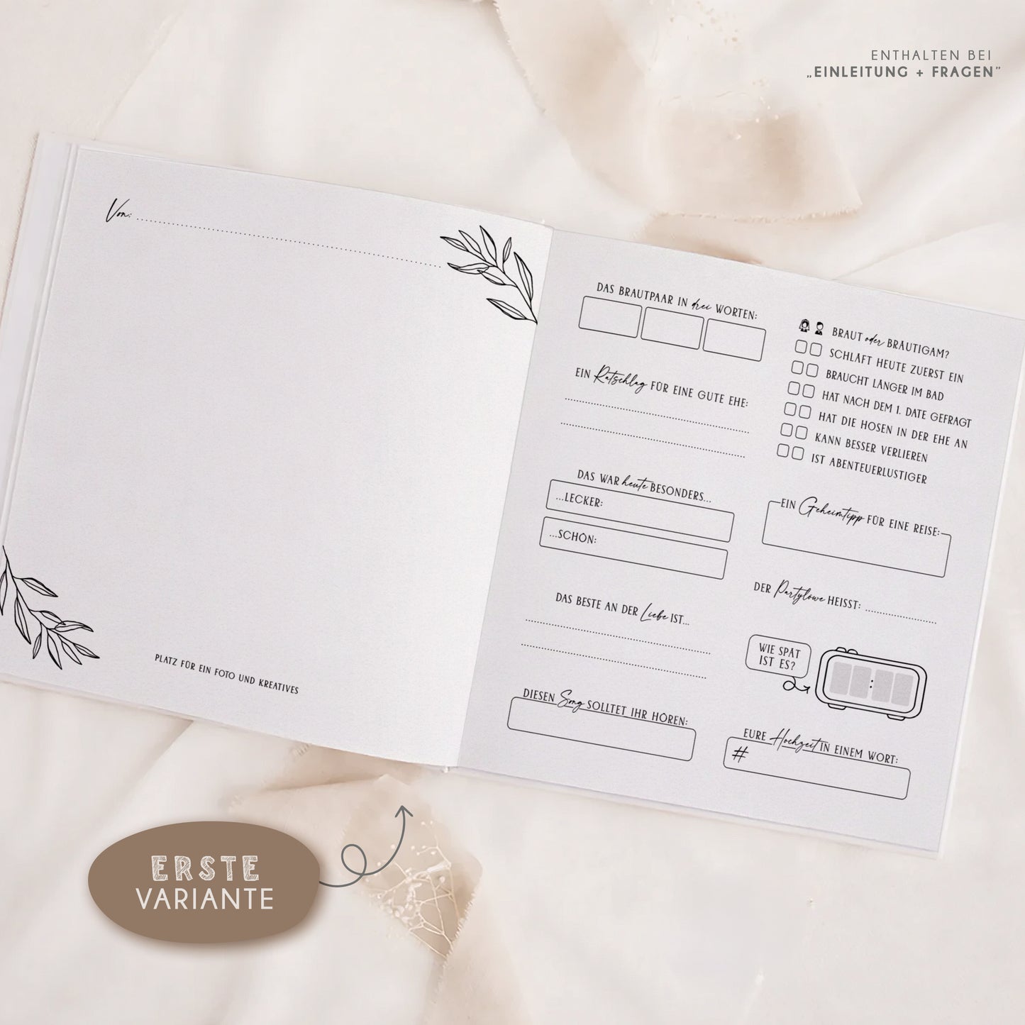 Personalisiertes Gästebuch Hochzeit – Simple White Eukalyptus