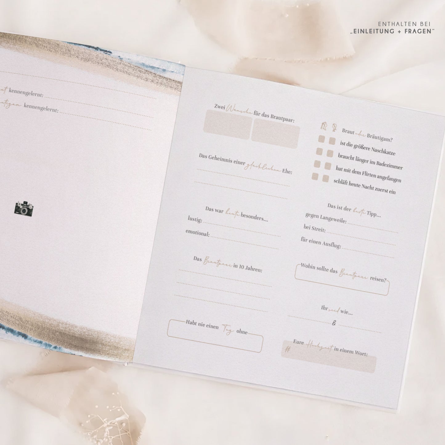 Personalisiertes Gästebuch Hochzeit – Maritimes Aquarell Design