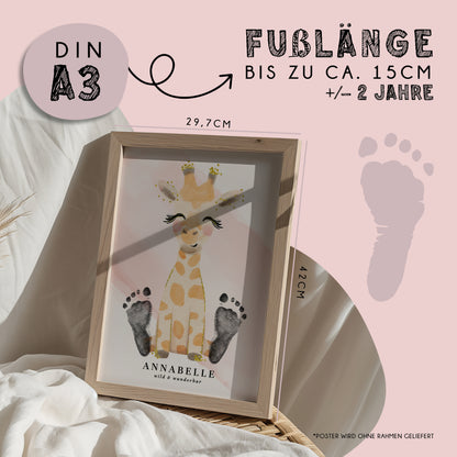 Fußabdruck Poster „Giraffe“ – personalisierbar