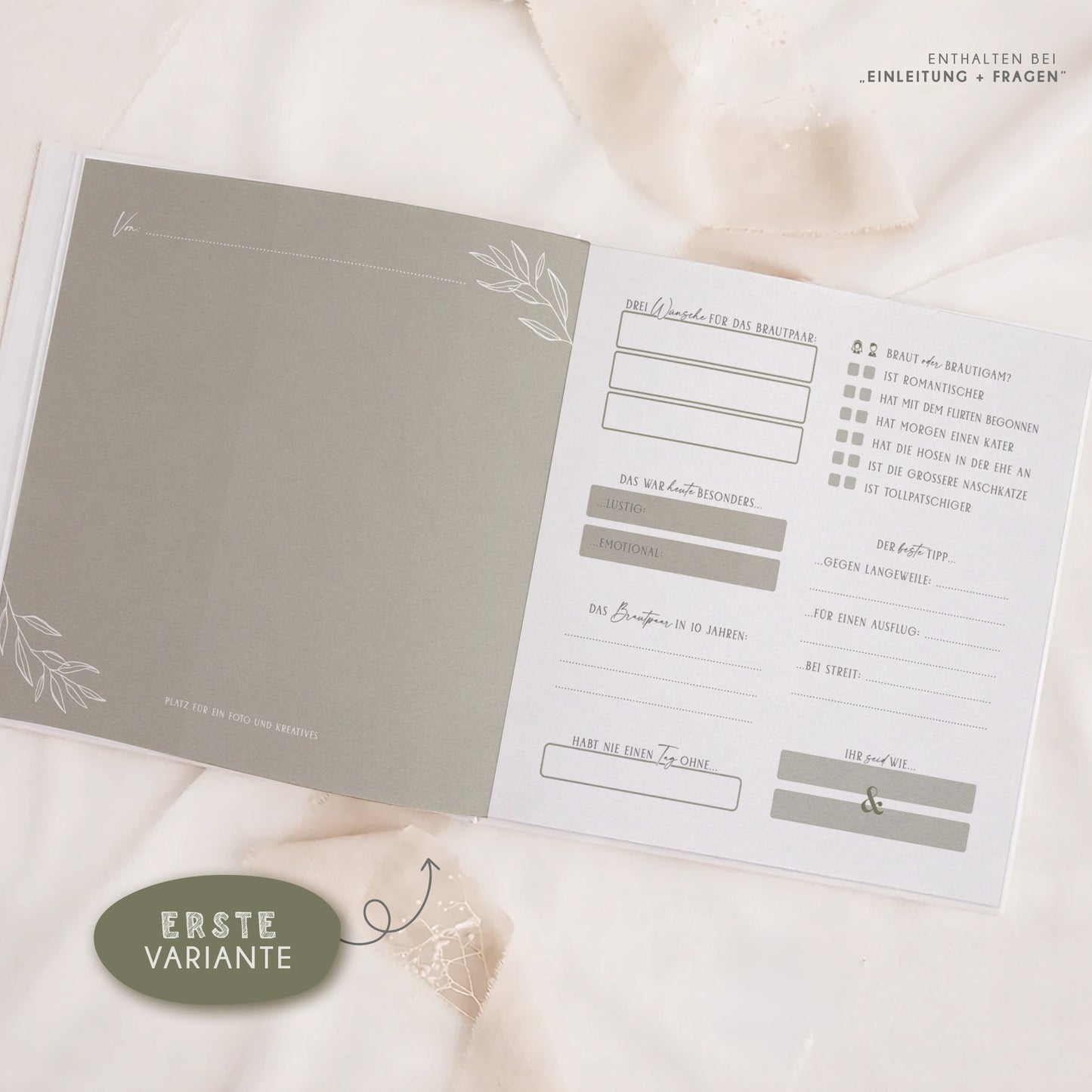 Personalisiertes Gästebuch Hochzeit – Sage Green Eukalyptus