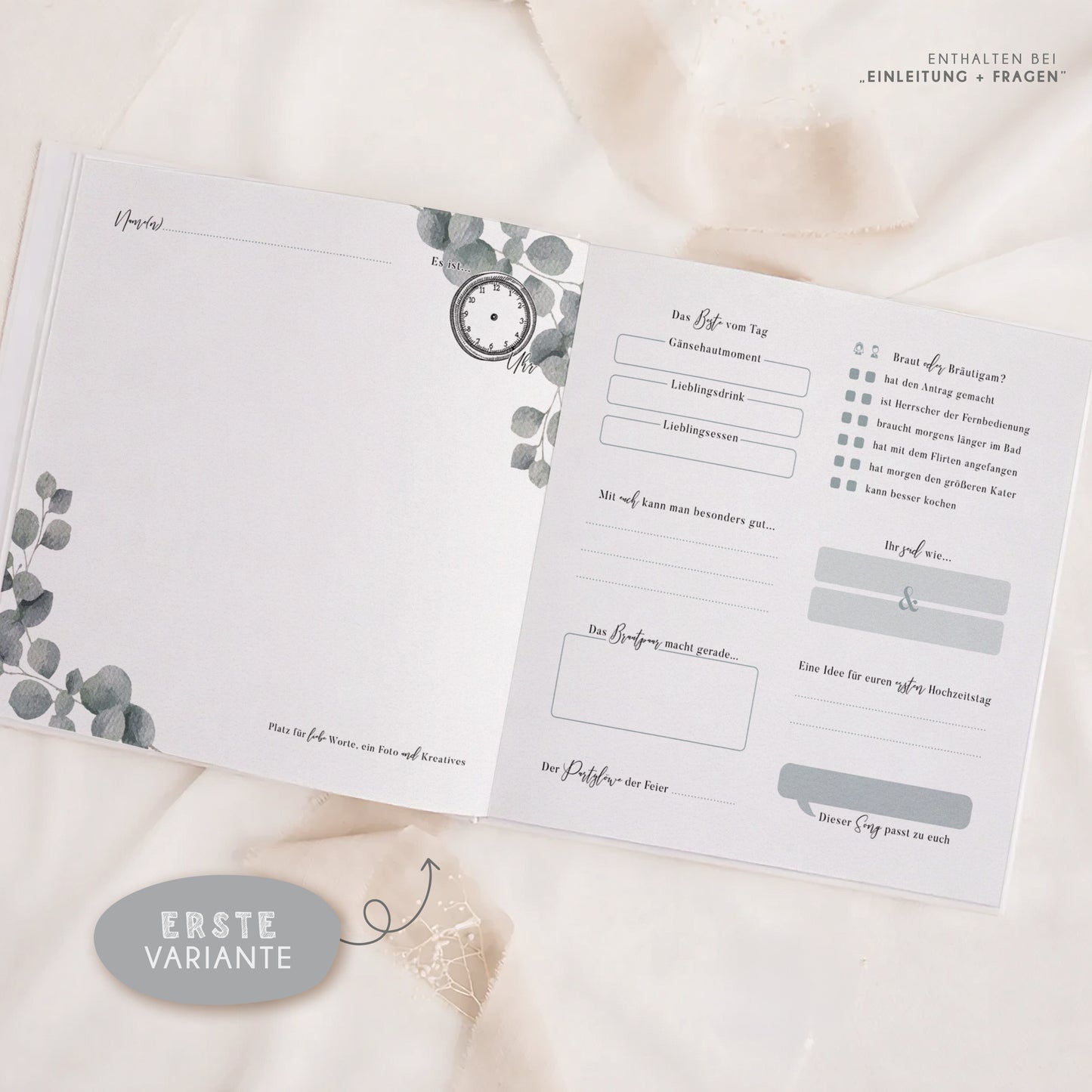 Personalisiertes Gästebuch Hochzeit – Eukalyptus Design