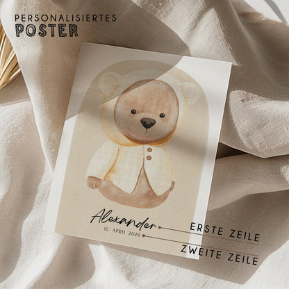 Fußabdruck Poster „Teddybär“ – personalisierbar
