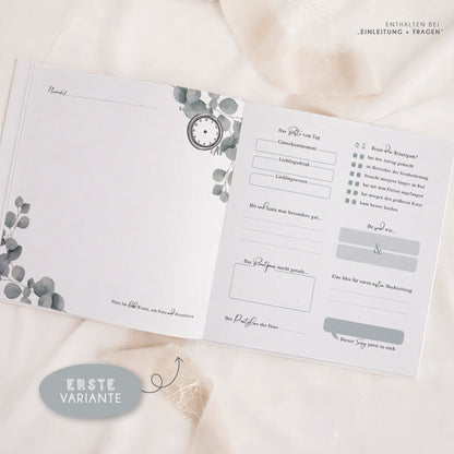 Personalisiertes Gästebuch Hochzeit – Eukalyptus Kranz