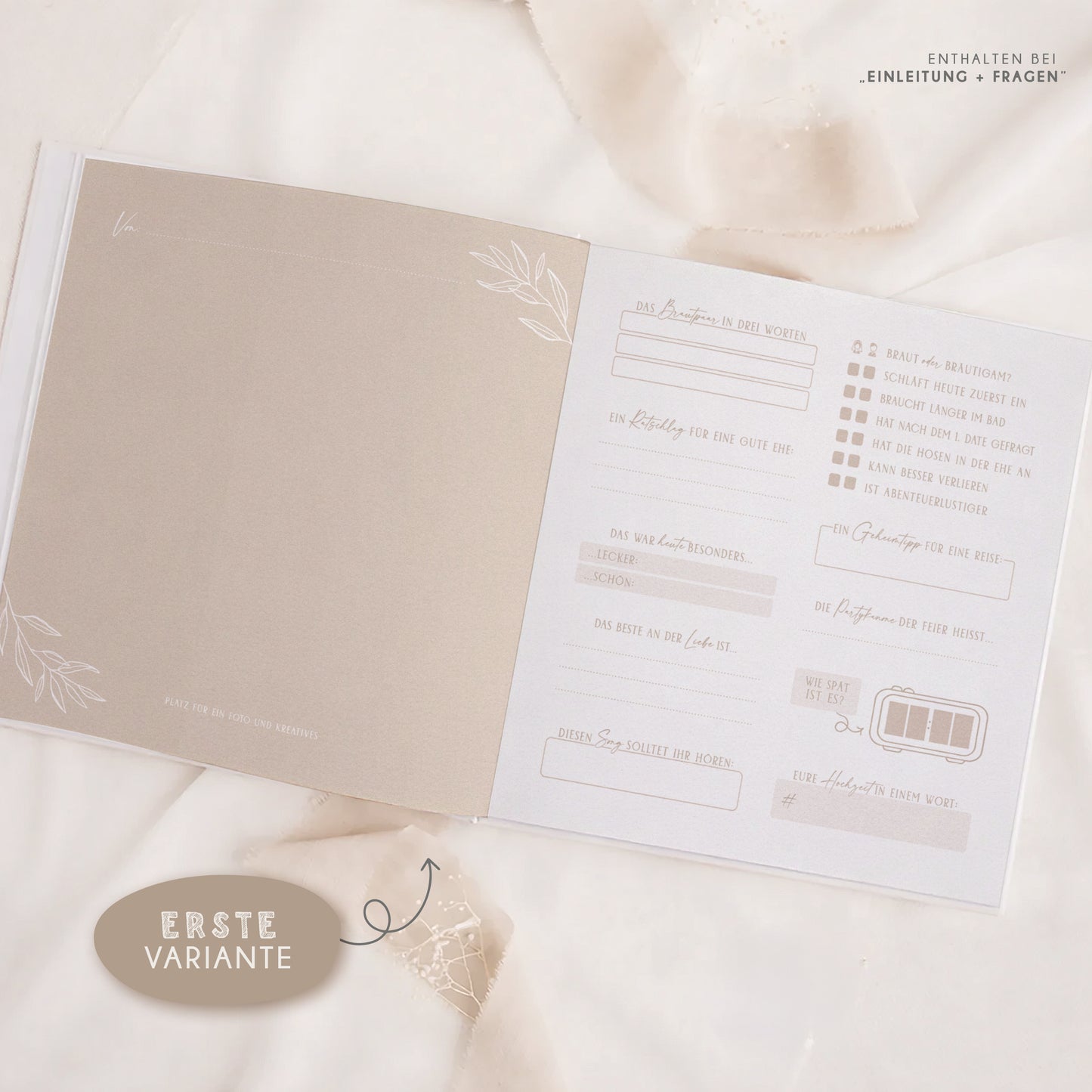 Personalisiertes Gästebuch Hochzeit – Soft Beige Eukalyptus