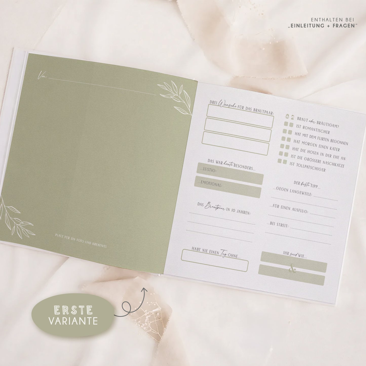 Personalisiertes Gästebuch Hochzeit – Soft Green Eukalyptus