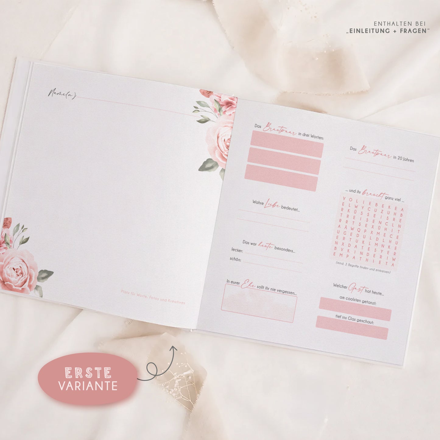 Personalisiertes Gästebuch Hochzeit – Vintage Blumen