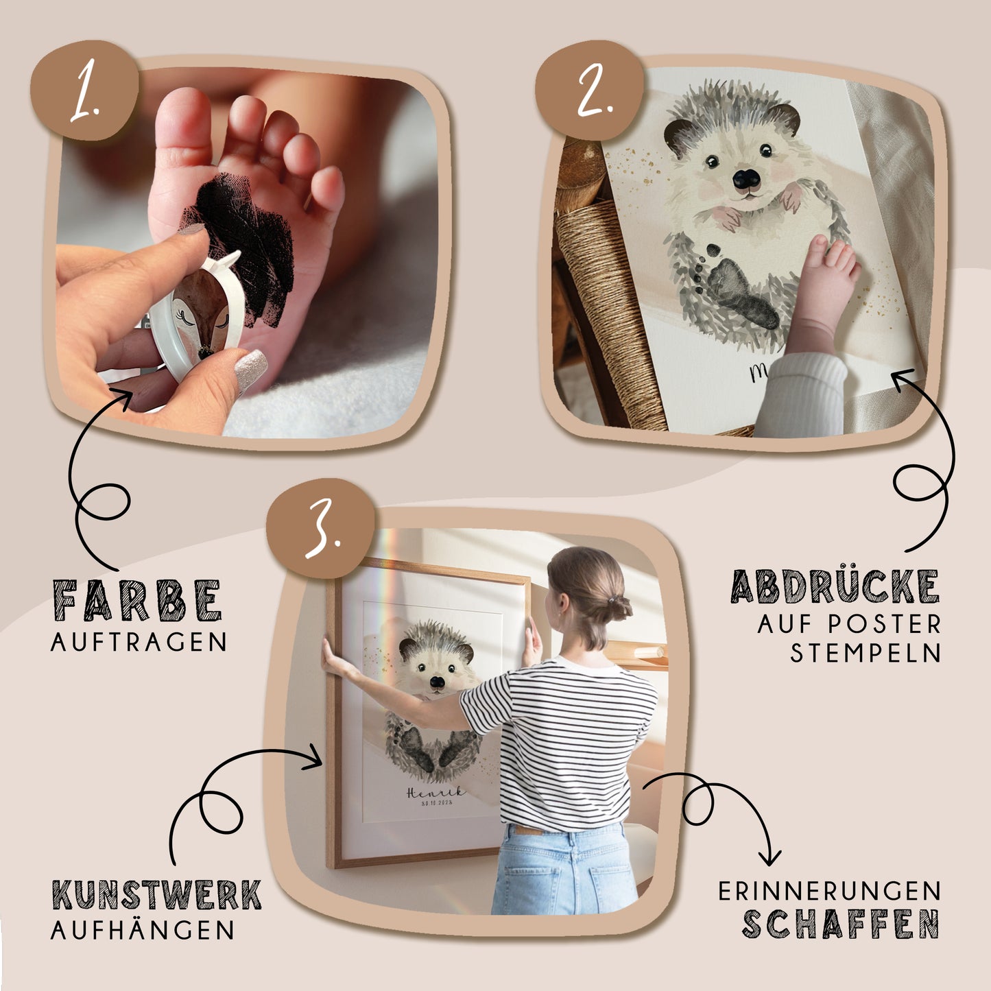 Fußabdruck Poster „Igel“ – personalisierbar