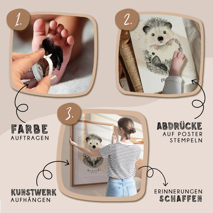 Fußabdruck Poster „Igel“ – personalisierbar