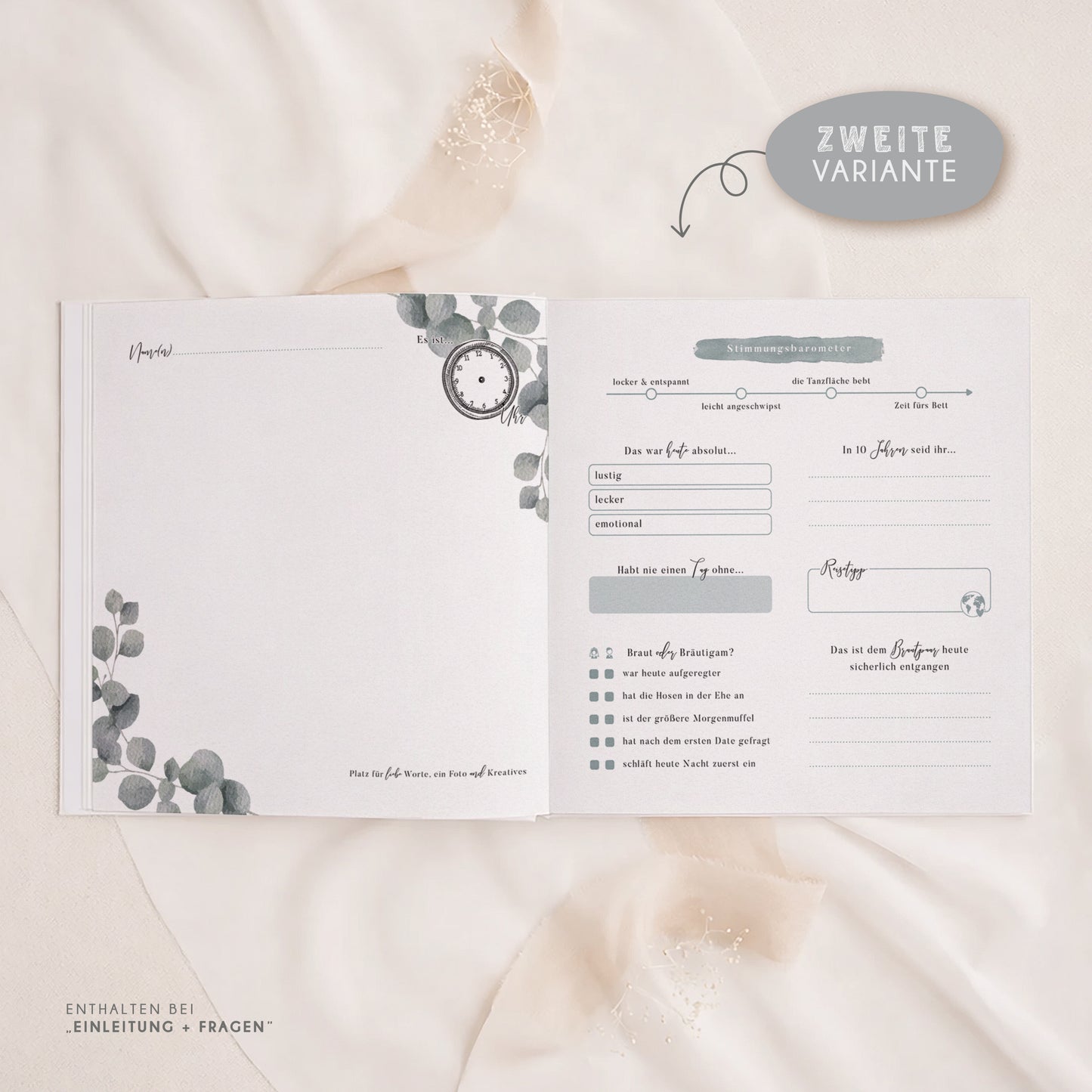 Personalisiertes Gästebuch Hochzeit – Eukalyptus Design