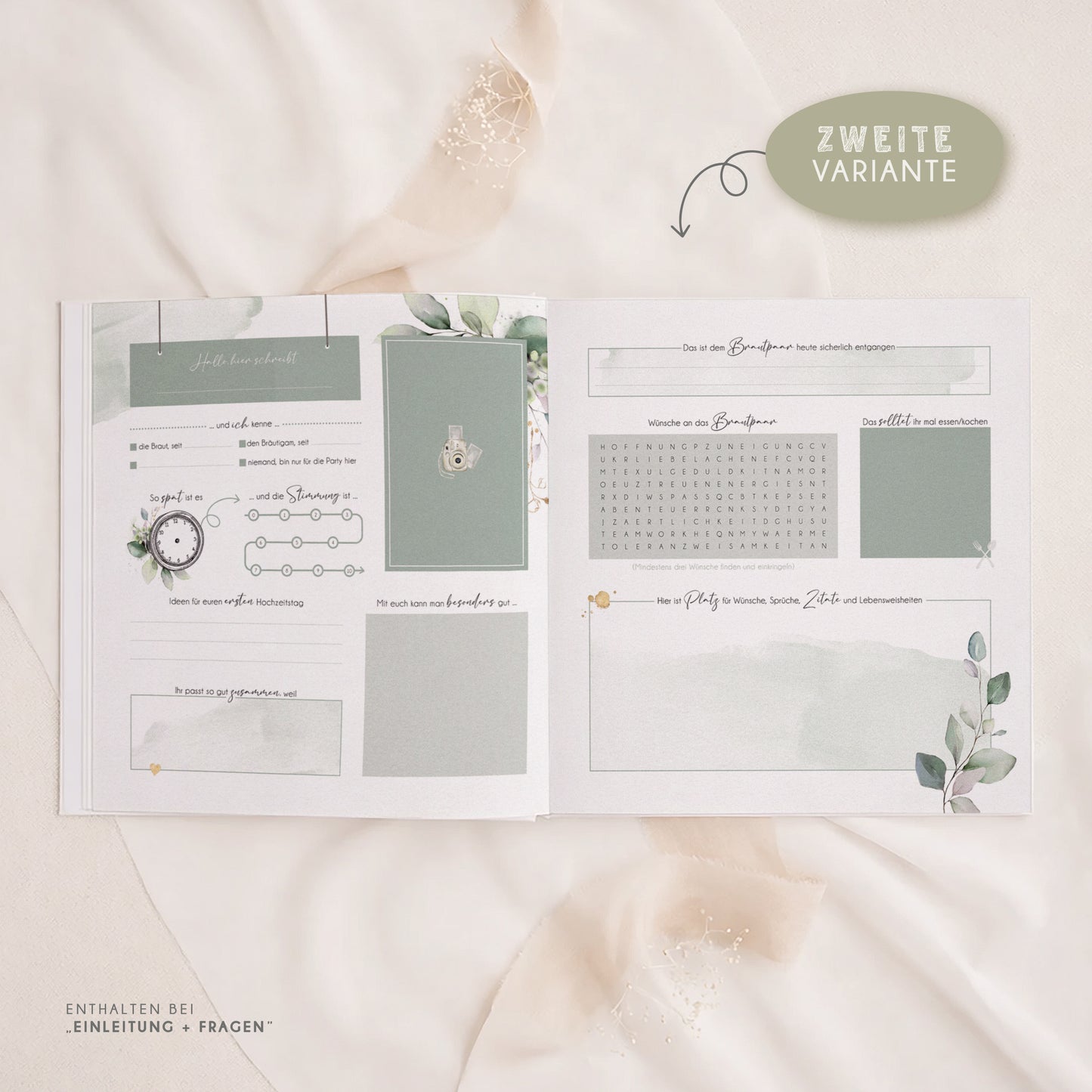 Personalisiertes Gästebuch Hochzeit – Eukalyptus Watercolor