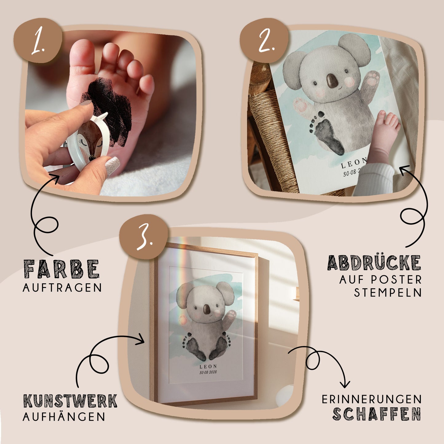Fußabdruck Poster „Koala“ – personalisierbar