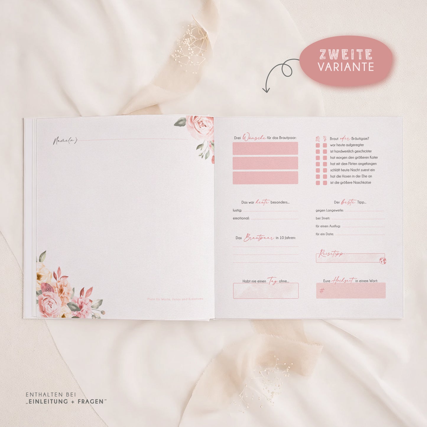 Personalisiertes Gästebuch Hochzeit – Vintage Blumen